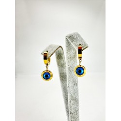 Gold Yuvarlak Nazar Boncuklu Küpe